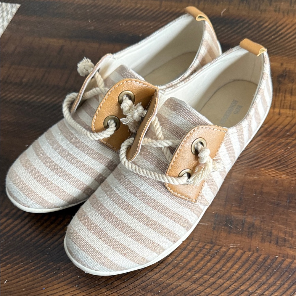 Ros Hommerson Beige Striped Canvas Shoes